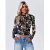 Zeagoo Womens Floral Mesh Long Sleeve Tops See Through Going Out Blouses Mock Neck Sheer Party Outfits Shirts S-XXL(Dh882)