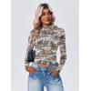 Zeagoo Womens Floral Mesh Long Sleeve Tops See Through Going Out Blouses Mock Neck Sheer Party Outfits Shirts S-XXL(Dw137)