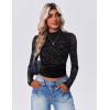 Zeagoo Womens Floral Mesh Long Sleeve Tops See Through Going Out Blouses Mock Neck Sheer Party Outfits Shirts S-XXL(Jh88)