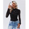 Zeagoo Womens Floral Mesh Long Sleeve Tops See Through Going Out Blouses Mock Neck Sheer Party Outfits Shirts S-XXL(Jh88)