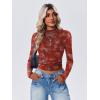 Zeagoo Womens Floral Mesh Long Sleeve Tops See Through Going Out Blouses Mock Neck Sheer Party Outfits Shirts S-XXL(Sf328)