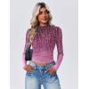 Zeagoo Womens Floral Mesh Long Sleeve Tops See Through Going Out Blouses Mock Neck Sheer Party Outfits Shirts S-XXL(Xh370)