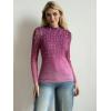 Zeagoo Womens Floral Mesh Long Sleeve Tops See Through Going Out Blouses Mock Neck Sheer Party Outfits Shirts S-XXL(Xh370)