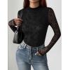 Zeagoo Womens Floral Mesh Long Sleeve Tops See Through Going Out Blouses Mock Neck Sheer Party Outfits Shirts S-XXL(Zw781)