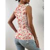 Zeagoo Women’s High Neck Tank Top 2026 Summer Casual Ribbed Knit Slim Fitted Basic Textured Sleeveless Shirts(A-floral Orange)