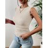 Zeagoo Women’s High Neck Tank Top 2026 Summer Casual Ribbed Knit Slim Fitted Basic Textured Sleeveless Shirts(Beige)