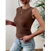 Zeagoo Women’s High Neck Tank Top 2026 Summer Casual Ribbed Knit Slim Fitted Basic Textured Sleeveless Shirts(Brown)