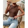Zeagoo Women’s High Neck Tank Top 2026 Summer Casual Ribbed Knit Slim Fitted Basic Textured Sleeveless Shirts(Brown)