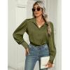 Zeagoo Womens Satin Blouse Lantern Long Sleeve Silk Button Down Shirt Dressy Casual Business Work Tunic Tops(Army Green)