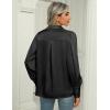 Zeagoo Womens Satin Blouse Lantern Long Sleeve Silk Button Down Shirt Dressy Casual Business Work Tunic Tops(Black)