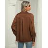 Zeagoo Womens Satin Blouse Lantern Long Sleeve Silk Button Down Shirt Dressy Casual Business Work Tunic Tops(Brown)