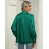 Zeagoo Womens Satin Blouse Lantern Long Sleeve Silk Button Down Shirt Dressy Casual Business Work Tunic Tops(Green)