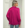 Zeagoo Womens Satin Blouse Lantern Long Sleeve Silk Button Down Shirt Dressy Casual Business Work Tunic Tops(Hot Pink)