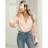 Zeagoo Womens Satin Blouse Lantern Long Sleeve Silk Button Down Shirt Dressy Casual Business Work Tunic Tops(Light Khaki)