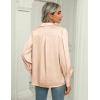 Zeagoo Womens Satin Blouse Lantern Long Sleeve Silk Button Down Shirt Dressy Casual Business Work Tunic Tops(Light Khaki)