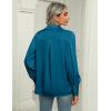 Zeagoo Womens Satin Blouse Lantern Long Sleeve Silk Button Down Shirt Dressy Casual Business Work Tunic Tops(Peacock Blue)