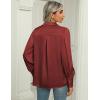 Zeagoo Womens Satin Blouse Lantern Long Sleeve Silk Button Down Shirt Dressy Casual Business Work Tunic Tops(Wine Red)