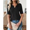 Zeagoo Women’s Short Sleeve Polo Sweater V Neck Knitted Spring Casual Work Tops Loose Pullover Shirt(Black)