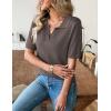 Zeagoo Women’s Short Sleeve Polo Sweater V Neck Knitted Spring Casual Work Tops Loose Pullover Shirt(Brown)
