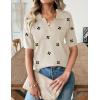 Zeagoo Women’s Short Sleeve Polo Sweater V Neck Knitted Spring Casual Work Tops Loose Pullover Shirt(Floral Apricot)