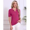 Zeagoo Women’s Short Sleeve Polo Sweater V Neck Knitted Spring Casual Work Tops Loose Pullover Shirt(Hot Pink)