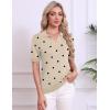Zeagoo Women’s Short Sleeve Polo Sweater V Neck Knitted Spring Casual Work Tops Loose Pullover Shirt(Polka Dot Apricot)