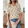 Zeagoo Women’s Short Sleeve Polo Sweater V Neck Knitted Spring Casual Work Tops Loose Pullover Shirt(Polka Dot Apricot)