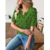 Zeagoo Women’s Short Sleeve Polo Sweater V Neck Knitted Spring Casual Work Tops Loose Pullover Shirt(Polka Dot Green)