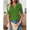 Zeagoo Women’s Short Sleeve Polo Sweater V Neck Knitted Spring Casual Work Tops Loose Pullover Shirt(Polka Dot Green)