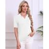 Zeagoo Women’s Short Sleeve Polo Sweater V Neck Knitted Spring Casual Work Tops Loose Pullover Shirt(White)