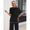 Zeagoo Women’s Short Sleeve Sweater 2026 Spring Summer Tops Lightweight Casual V Neck Sweaters Dressy Work Blouses Clothes(A- Black-white)