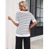 Zeagoo Women’s Short Sleeve Sweater 2026 Spring Summer Tops Lightweight Casual V Neck Sweaters Dressy Work Blouses Clothes(A- Black&white Stripe)