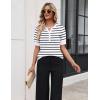 Zeagoo Women’s Short Sleeve Sweater 2026 Spring Summer Tops Lightweight Casual V Neck Sweaters Dressy Work Blouses Clothes(A- Black&white Stripe)