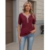Zeagoo Women’s Short Sleeve Sweater 2026 Spring Summer Tops Lightweight Casual V Neck Sweaters Dressy Work Blouses Clothes(A- Red-white)