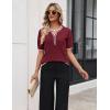 Zeagoo Women’s Short Sleeve Sweater 2026 Spring Summer Tops Lightweight Casual V Neck Sweaters Dressy Work Blouses Clothes(A- Red-white)