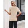 Zeagoo Women’s Short Sleeve Sweater 2026 Spring Summer Tops Lightweight Casual V Neck Sweaters Dressy Work Blouses Clothes(Apricot)