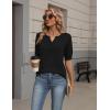 Zeagoo Women’s Short Sleeve Sweater 2026 Spring Summer Tops Lightweight Casual V Neck Sweaters Dressy Work Blouses Clothes(Black)