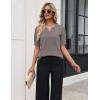 Zeagoo Women’s Short Sleeve Sweater 2026 Spring Summer Tops Lightweight Casual V Neck Sweaters Dressy Work Blouses Clothes(Camel)