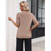 Zeagoo Women’s Short Sleeve Sweater 2026 Spring Summer Tops Lightweight Casual V Neck Sweaters Dressy Work Blouses Clothes(Khaki)