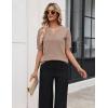 Zeagoo Women’s Short Sleeve Sweater 2026 Spring Summer Tops Lightweight Casual V Neck Sweaters Dressy Work Blouses Clothes(Khaki)