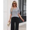 Zeagoo Women’s Short Sleeve Sweater 2026 Spring Summer Tops Lightweight Casual V Neck Sweaters Dressy Work Blouses Clothes(Light Grey)