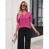Zeagoo Women’s Short Sleeve Sweater 2026 Spring Summer Tops Lightweight Casual V Neck Sweaters Dressy Work Blouses Clothes(Rose Red)