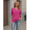 Zeagoo Women’s Short Sleeve Sweater 2026 Spring Summer Tops Lightweight Casual V Neck Sweaters Dressy Work Blouses Clothes(Rose Red)