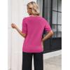 Zeagoo Women’s Short Sleeve Sweater 2026 Spring Summer Tops Lightweight Casual V Neck Sweaters Dressy Work Blouses Clothes(Rose Red)