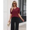 Zeagoo Women’s Short Sleeve Sweater 2026 Spring Summer Tops Lightweight Casual V Neck Sweaters Dressy Work Blouses Clothes(Wine Red)