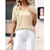 Zeagoo Womens Short Sleeve Sweaters 2026 Summer Lightweight V Neck Pullover Tops Dressy Business Casual Blouses Clothes(Beige)