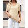 Zeagoo Womens Short Sleeve Sweaters 2026 Summer Lightweight V Neck Pullover Tops Dressy Business Casual Blouses Clothes(Beige)