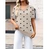 Zeagoo Womens Short Sleeve Sweaters 2026 Summer Lightweight V Neck Pullover Tops Dressy Business Casual Blouses Clothes(Beige Black Heart)