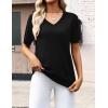 Zeagoo Womens Short Sleeve Sweaters 2026 Summer Lightweight V Neck Pullover Tops Dressy Business Casual Blouses Clothes(Black)