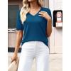 Zeagoo Womens Short Sleeve Sweaters 2026 Summer Lightweight V Neck Pullover Tops Dressy Business Casual Blouses Clothes(Blue)
